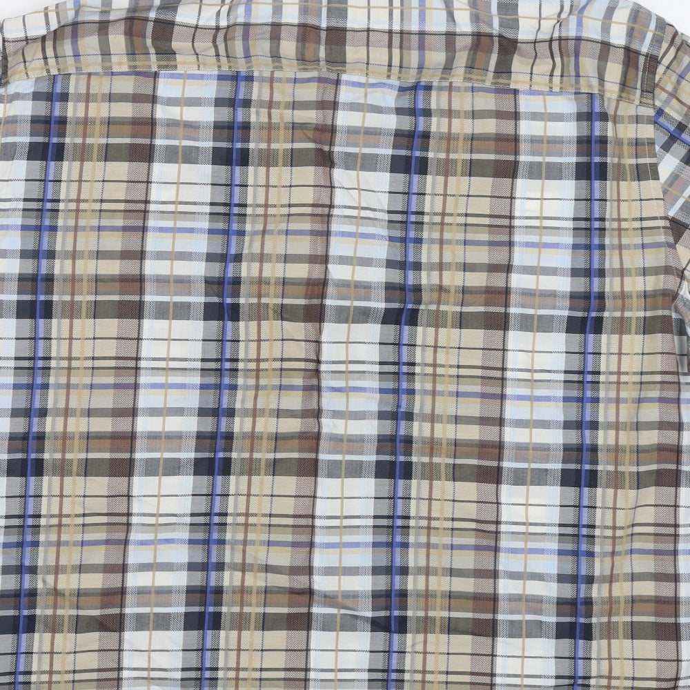 M&S Mens Blue Check   Button-Up Size L
