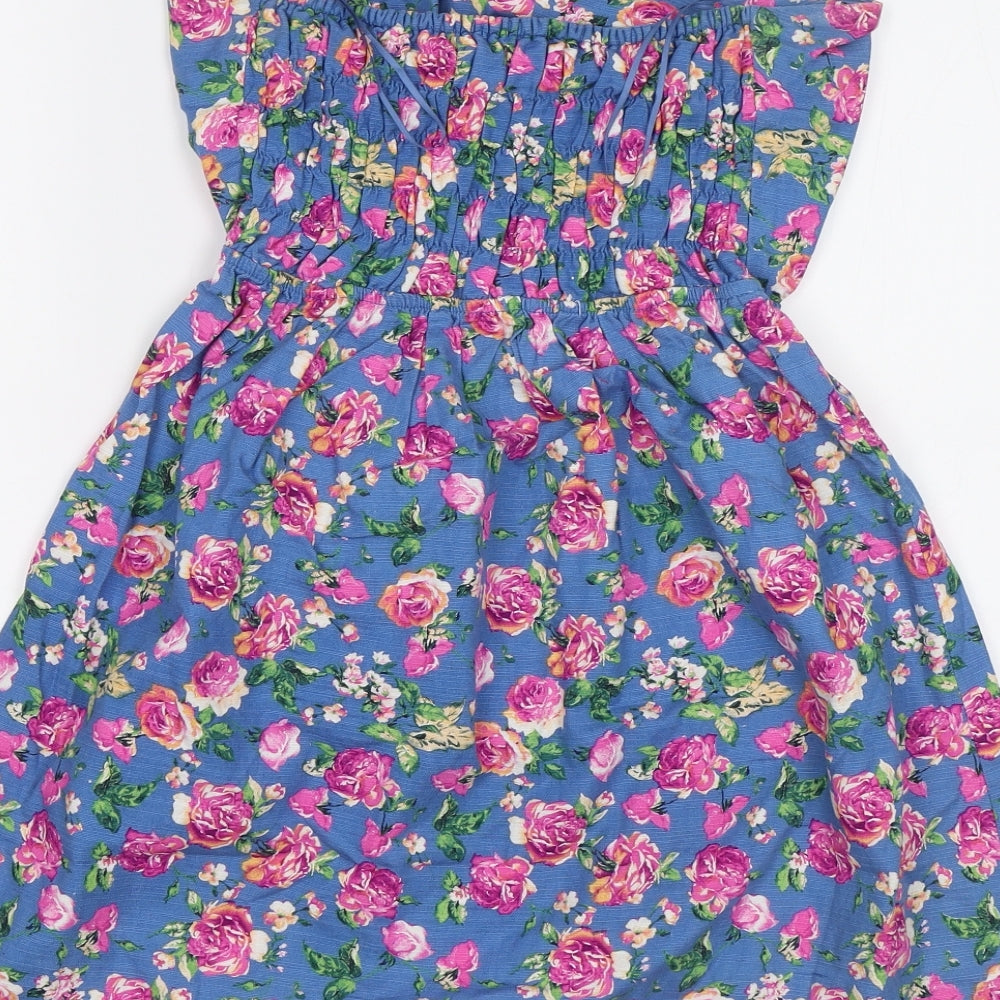 Hearts &Bows Womens Blue Floral  A-Line  Size S