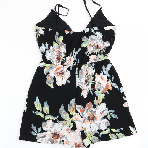 Boohoo Womens Black Floral  Skirt/ Skort Set One-Piece Size 6