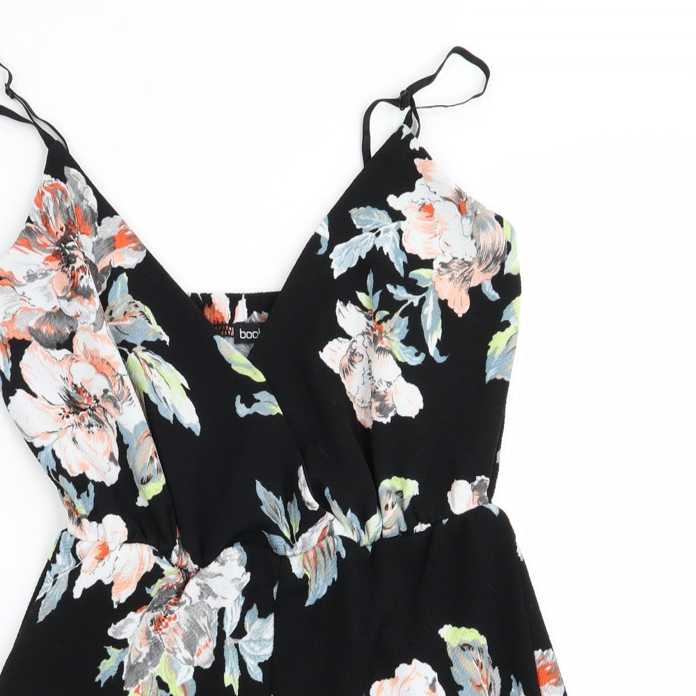 Boohoo Womens Black Floral  Skirt/ Skort Set One-Piece Size 6