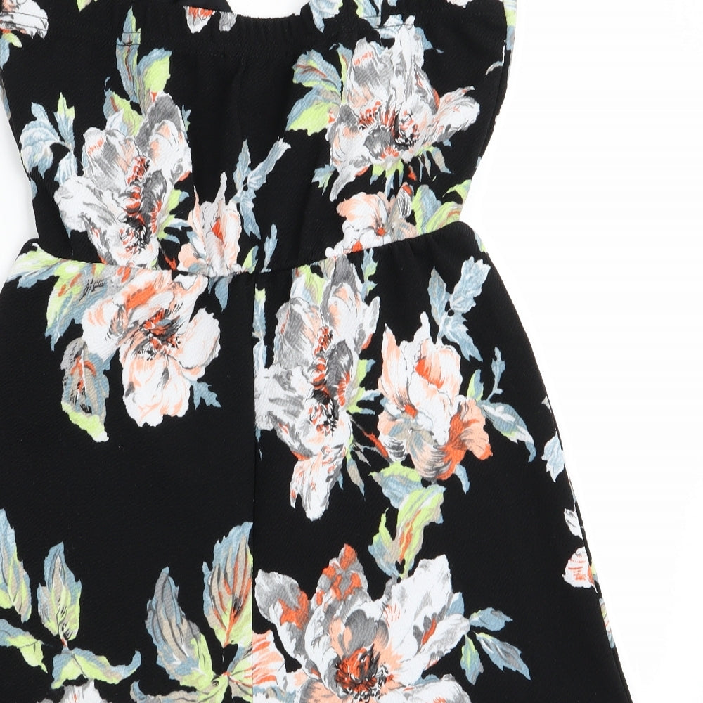 Boohoo Womens Black Floral  Skirt/ Skort Set One-Piece Size 6