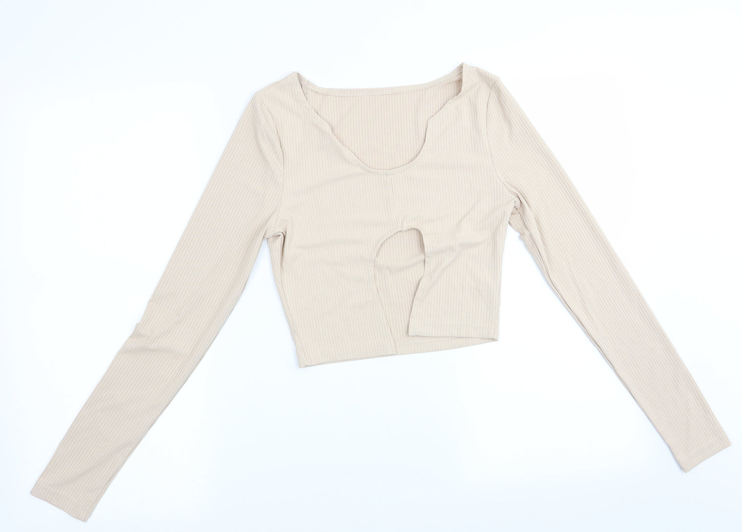 SheIn Womens Beige   Cropped T-Shirt Size S  - Cut away front