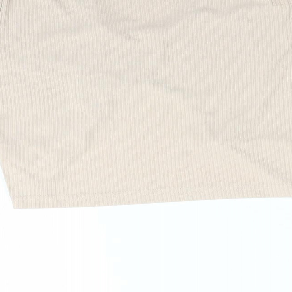 SheIn Womens Beige   Cropped T-Shirt Size S  - Cut away front