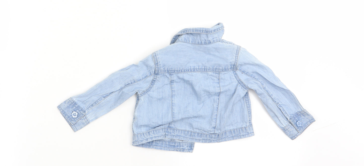 George Girls Blue Floral  Basic Blouse Size 3-6 Months  - Denim shirt