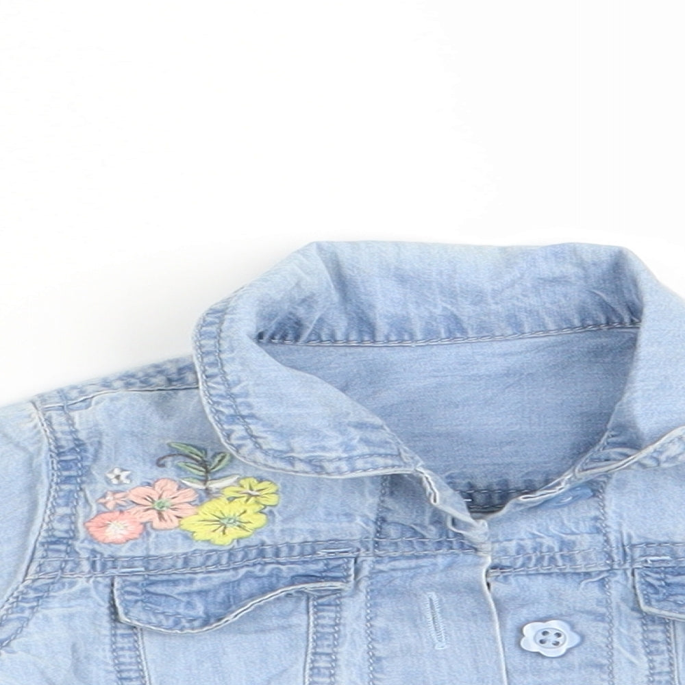 George Girls Blue Floral  Basic Blouse Size 3-6 Months  - Denim shirt