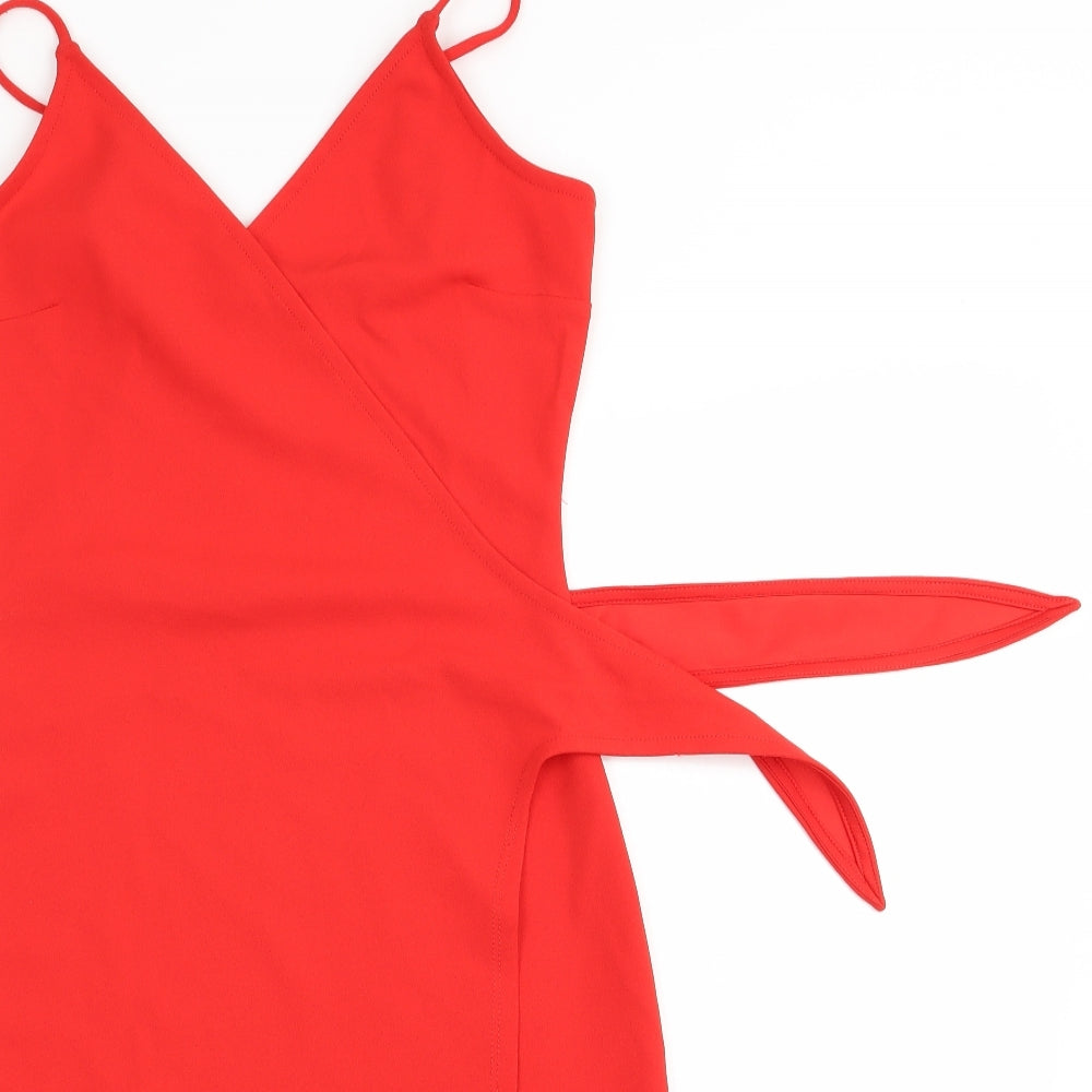Divided Womens Red   Slip Dress  Size 4  - Side Tie