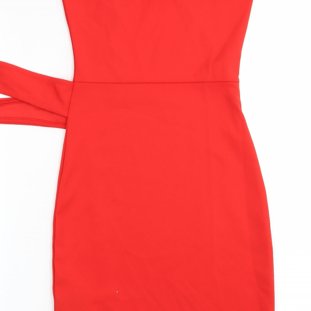 Divided Womens Red   Slip Dress  Size 4  - Side Tie