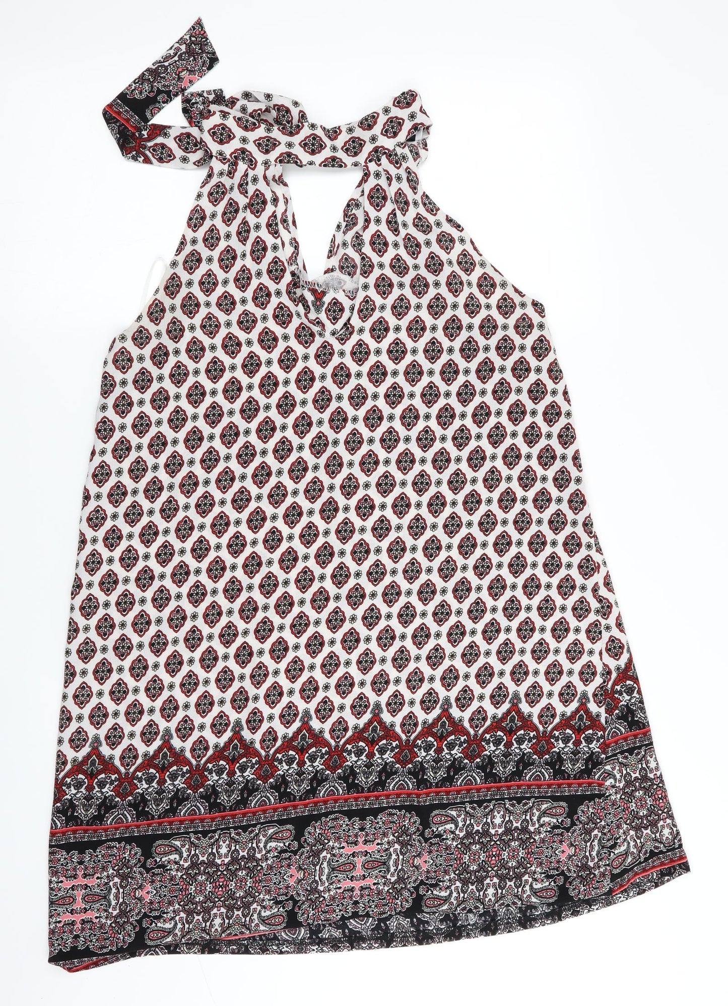 Lola May Womens Black Floral  A-Line  Size 8  - Tie Neck