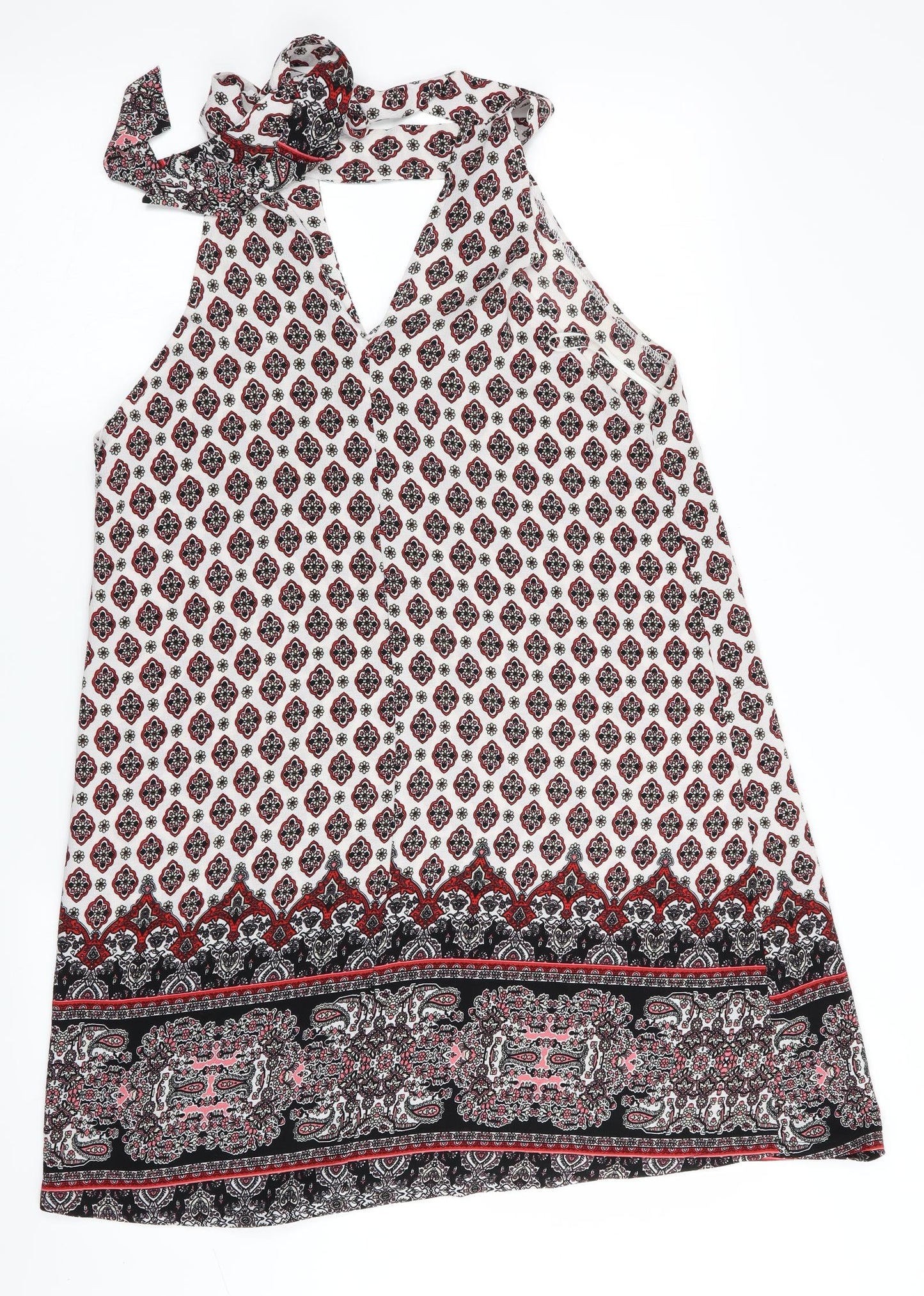 Lola May Womens Black Floral  A-Line  Size 8  - Tie Neck
