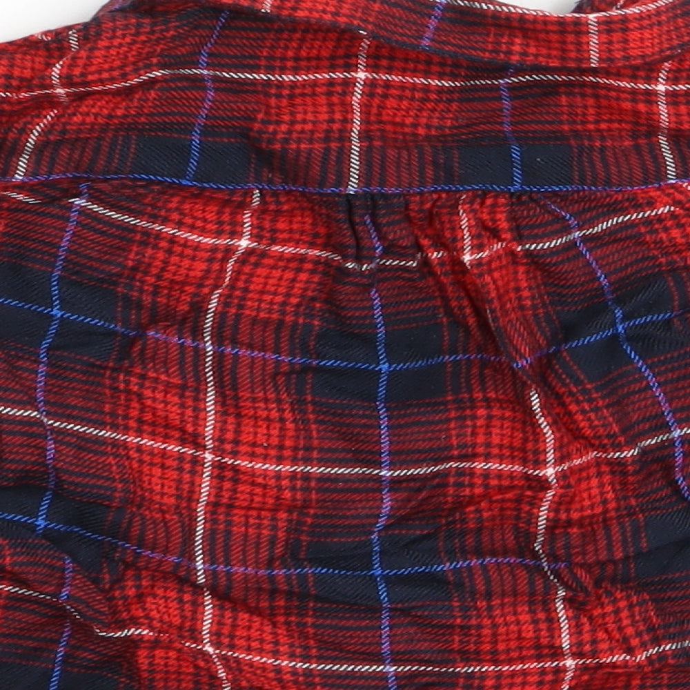 River Island Mini Girls Red Check  Basic Blouse Size 0-3 Months  - Frilled Cuffs