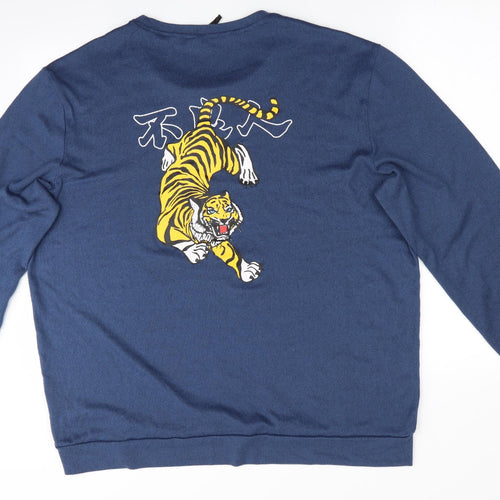 SheIn Mens Blue Animal Print  Pullover Jumper Size 2XL  - Tiger