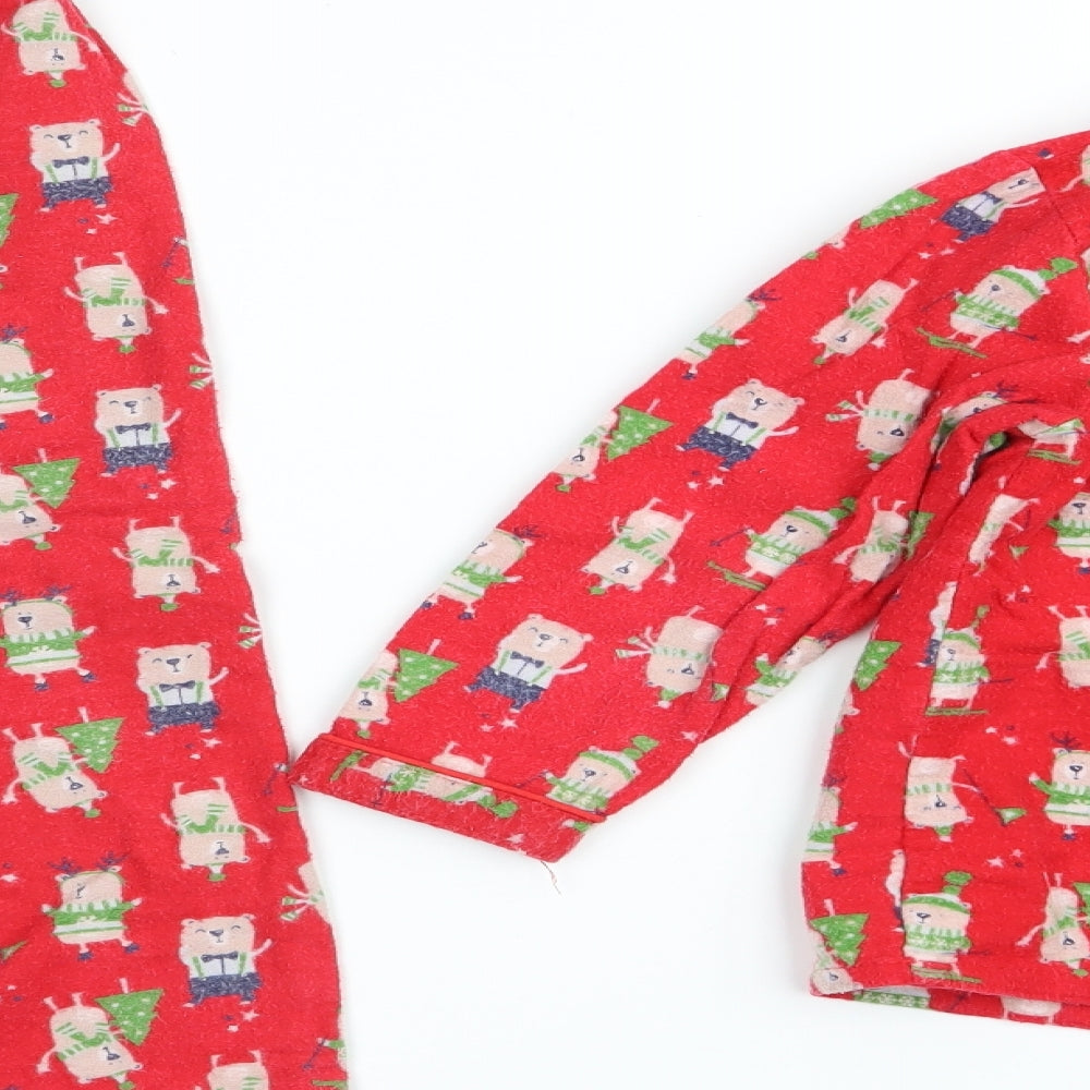 Primark Boys Red Animal Print   Pyjama Set Size 4-5 Years  - Christmas Bear