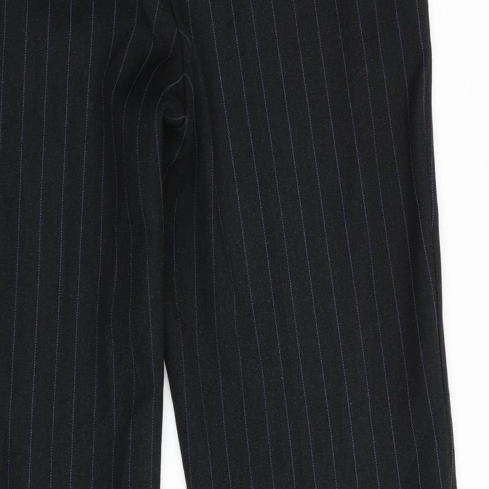 TU Womens Black Striped  Trousers  Size 10 L30 in - elasticated back