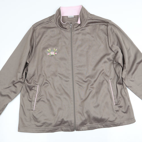 Damart Womens Beige   Full Zip Sweatshirt Size 22  - Floral Logo