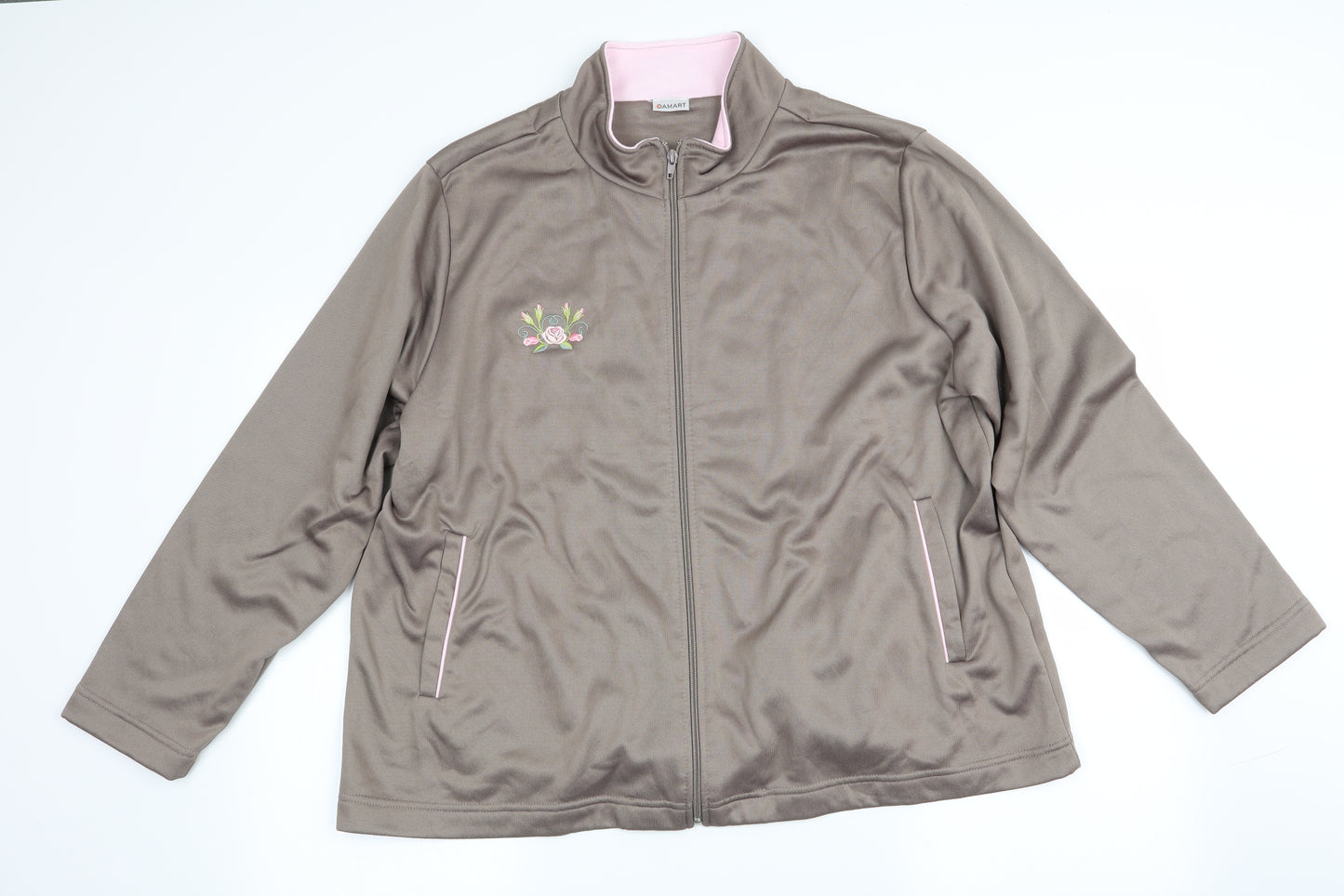 Damart Womens Beige   Full Zip Sweatshirt Size 22  - Floral Logo