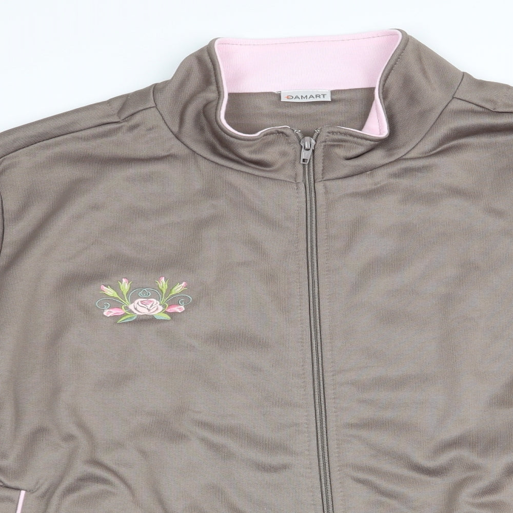 Damart Womens Beige   Full Zip Sweatshirt Size 22  - Floral Logo
