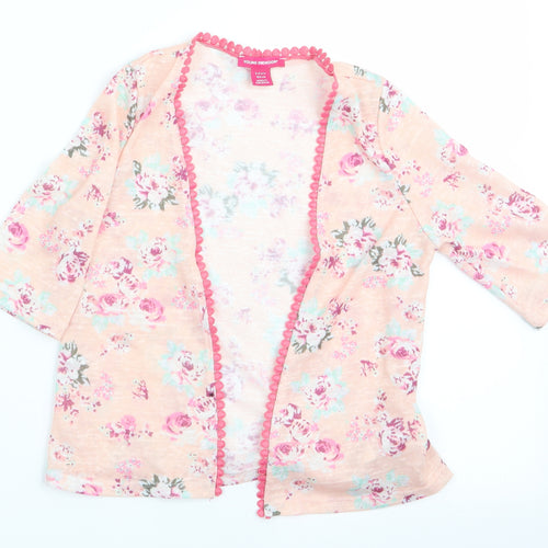 Young Dimension Girls Pink Floral  Cardigan Jumper Size 3-4 Years