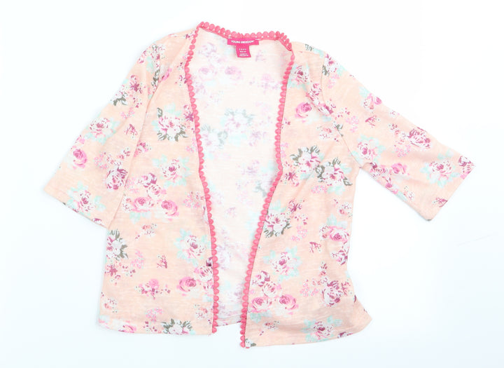 Young Dimension Girls Pink Floral Cardigan Jumper Size 3-4 Years