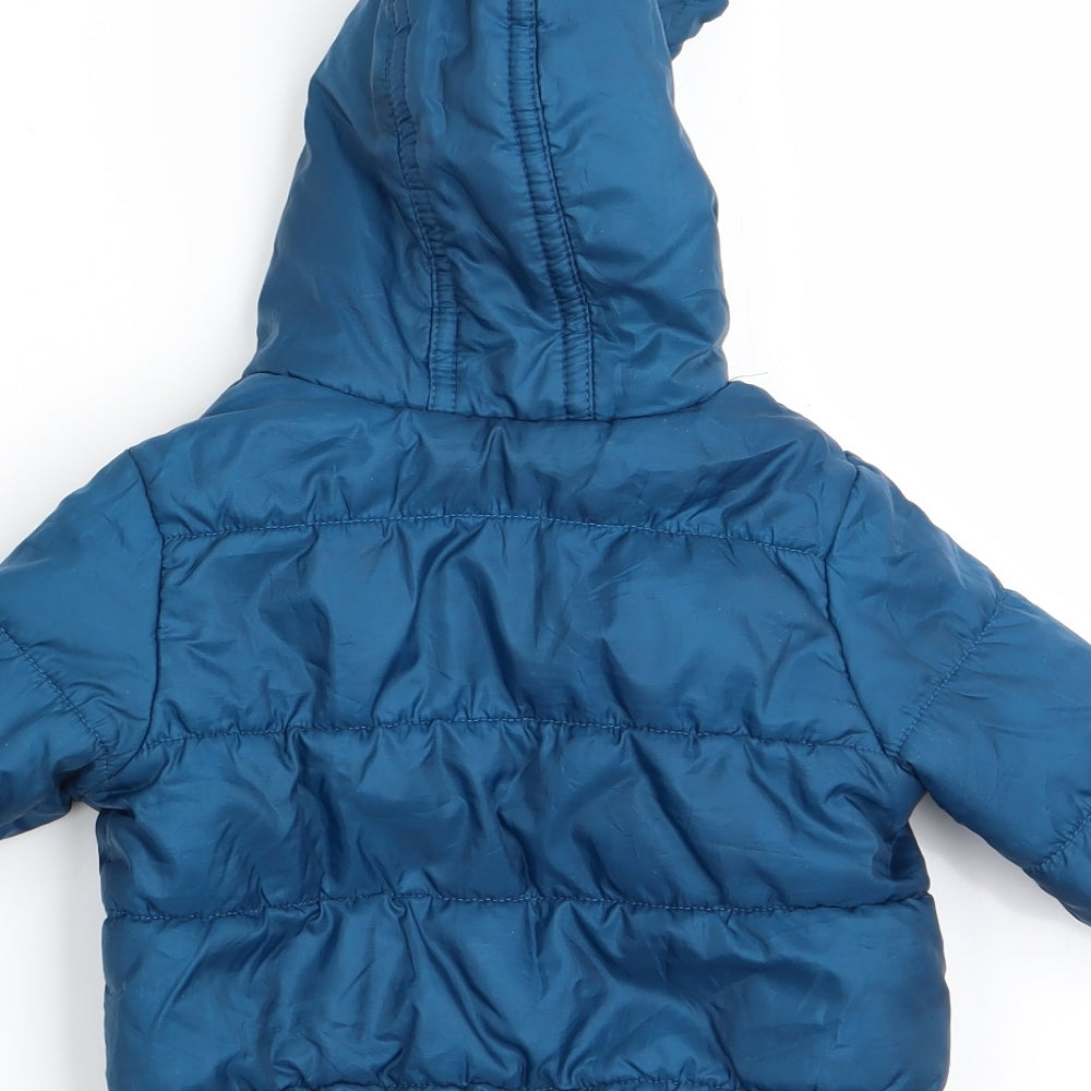 NEXT Boys Blue   Anorak Coat Size 3-6 Months  - Fleece Lined