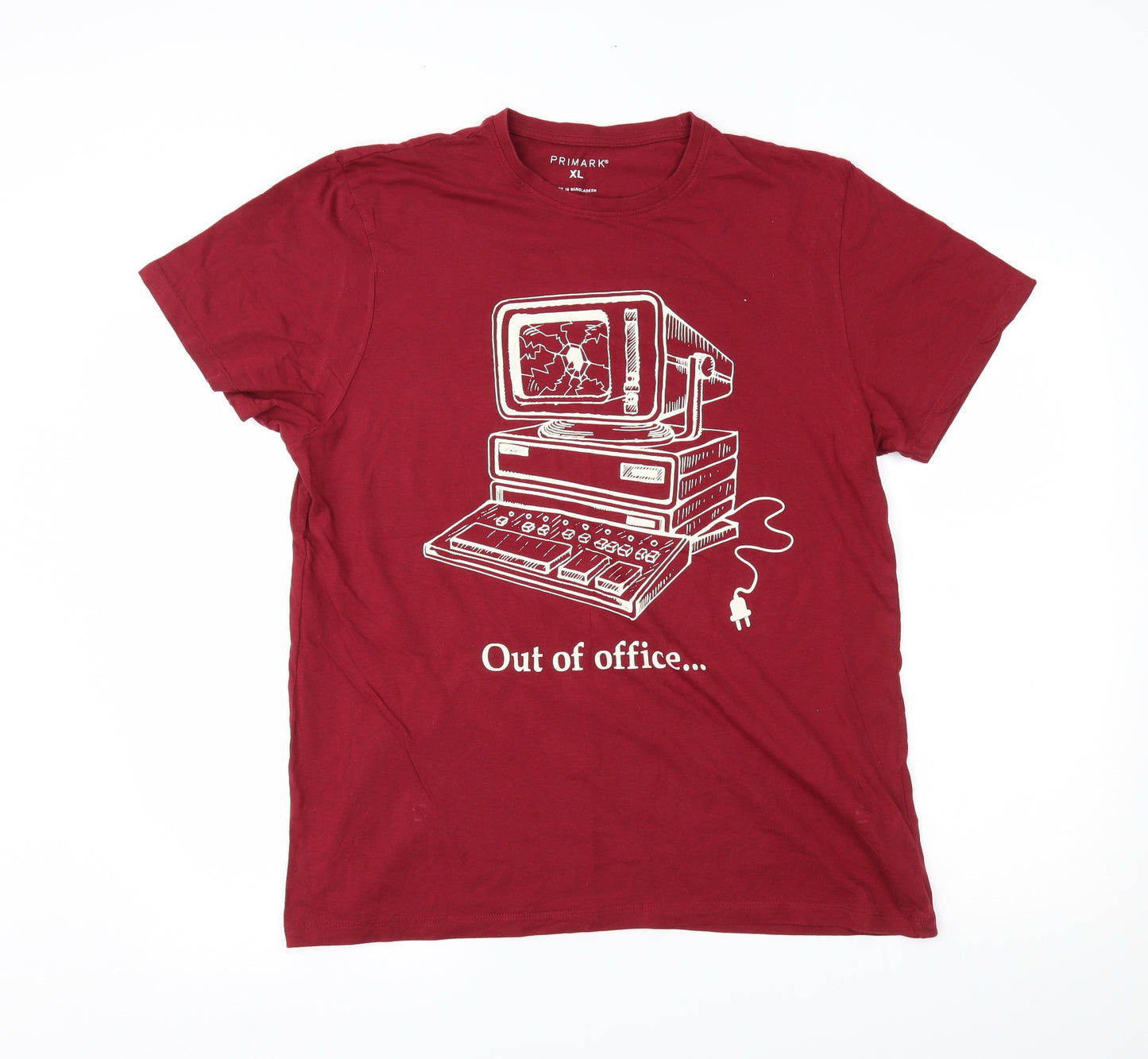 Primark Mens Red    T-Shirt Size XL  - Out of office