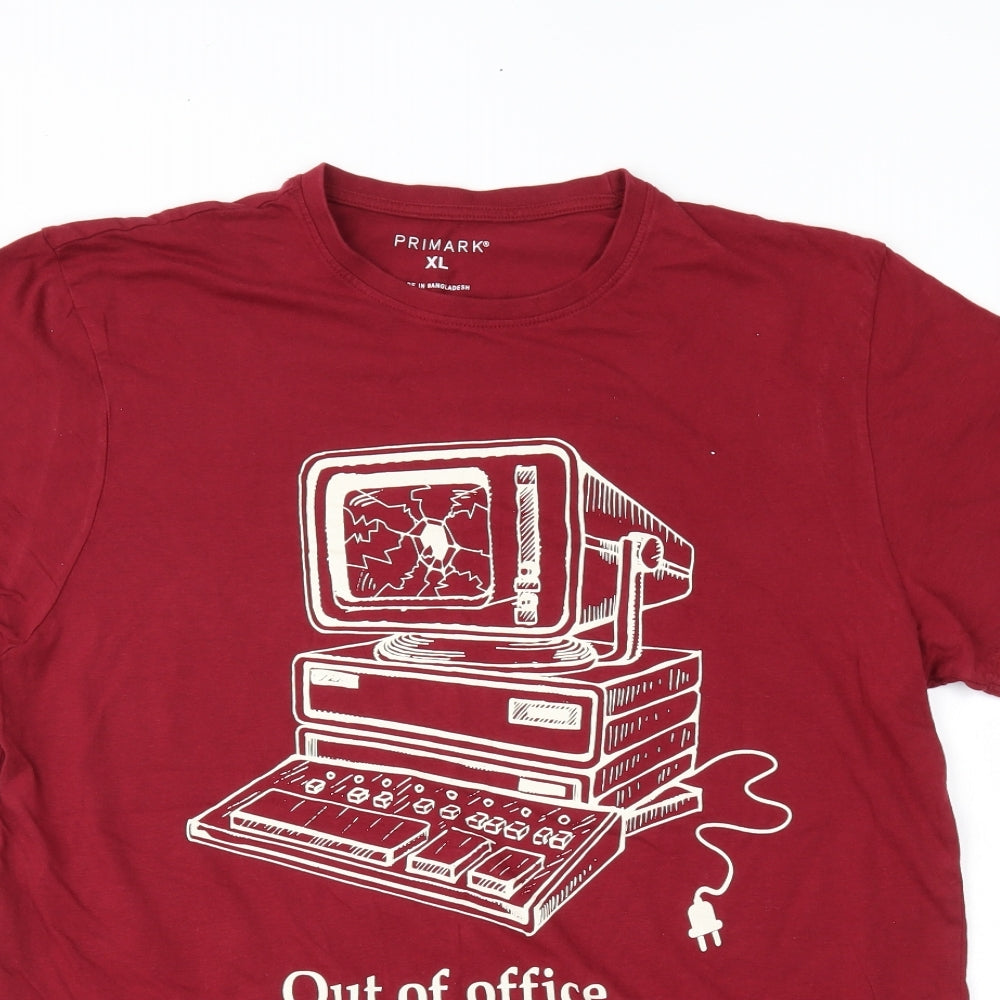 Primark Mens Red    T-Shirt Size XL  - Out of office