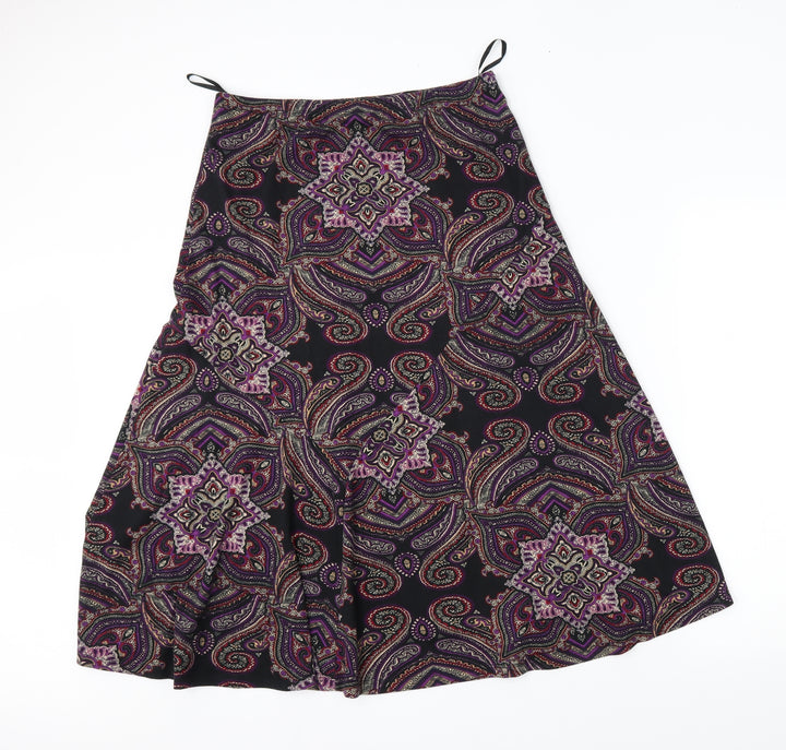 M&S Womens Black Fair Isle A-Line Skirt Size 10