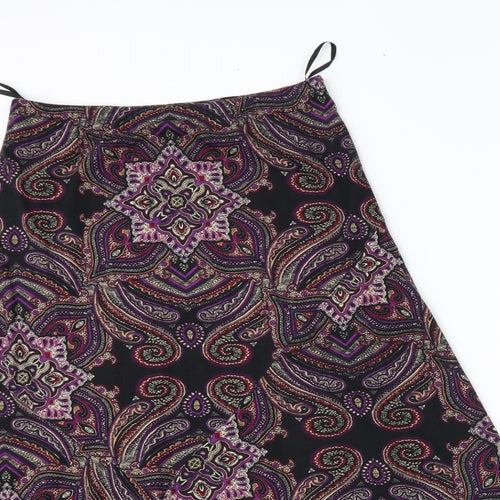 M&S Womens Black Fair Isle  A-Line Skirt Size 10