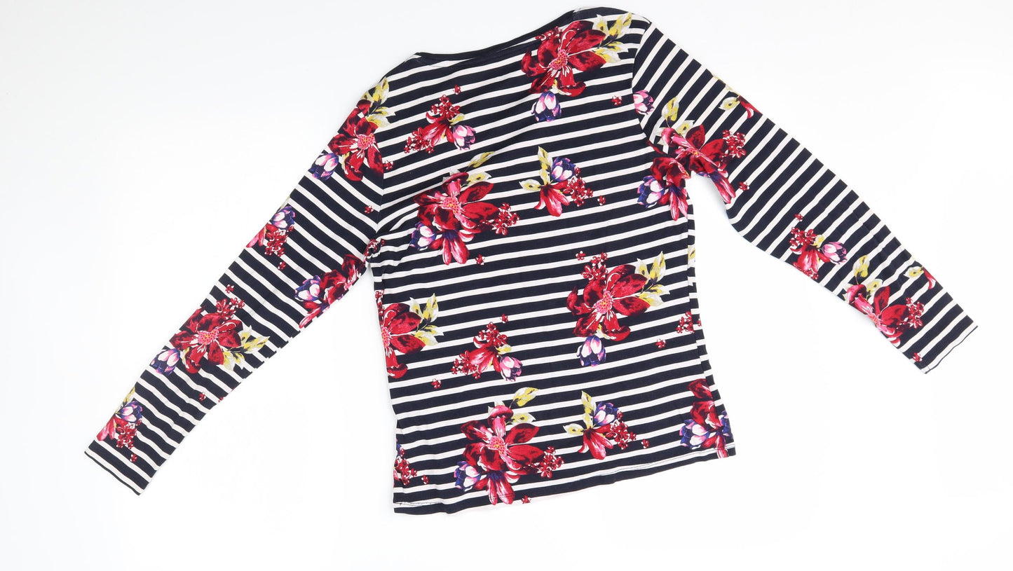 TU Womens Black Striped  Basic T-Shirt Size 14
