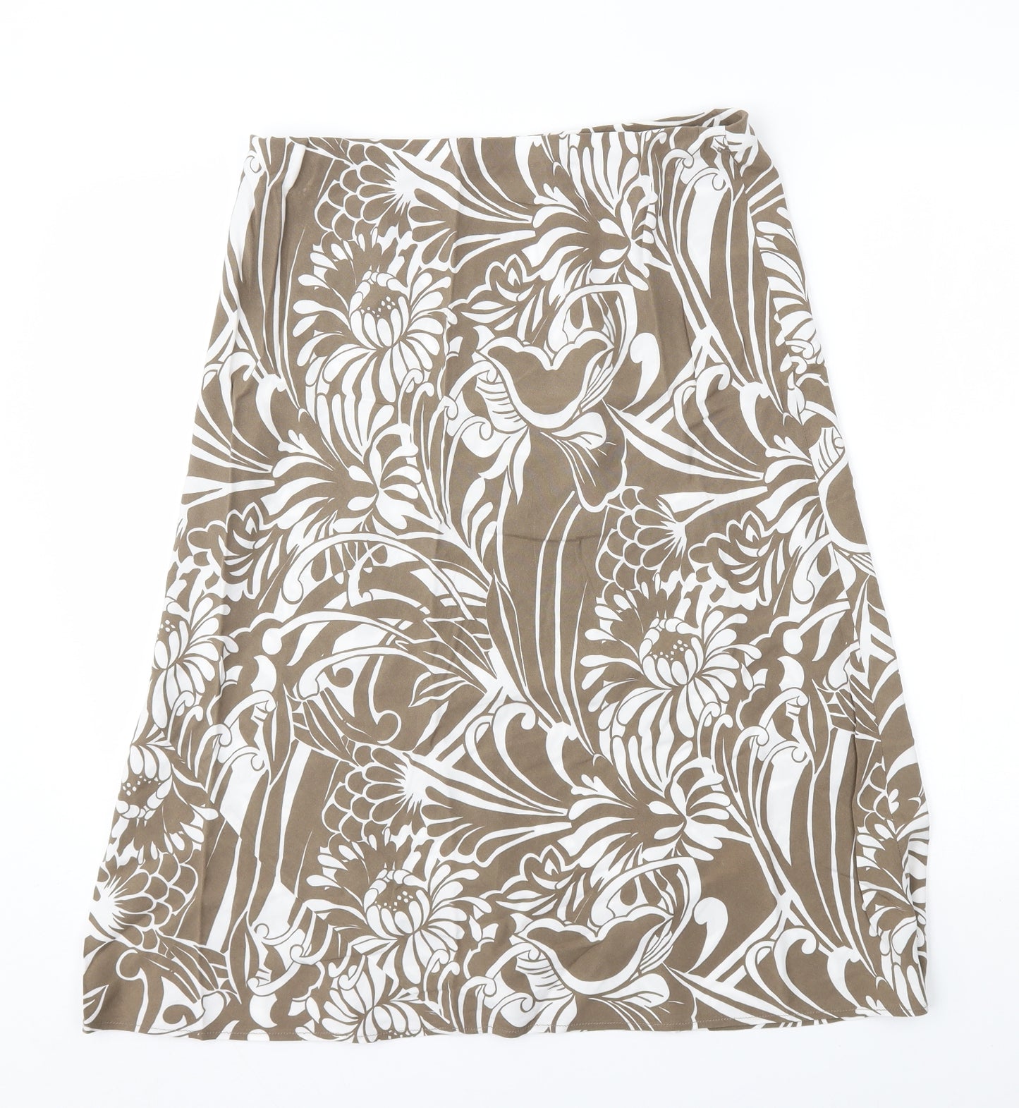 M&S Womens Brown Floral  A-Line Skirt Size 12