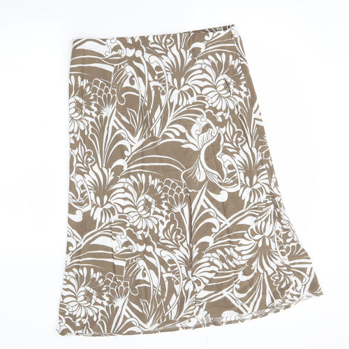 M&S Womens Brown Floral  A-Line Skirt Size 12