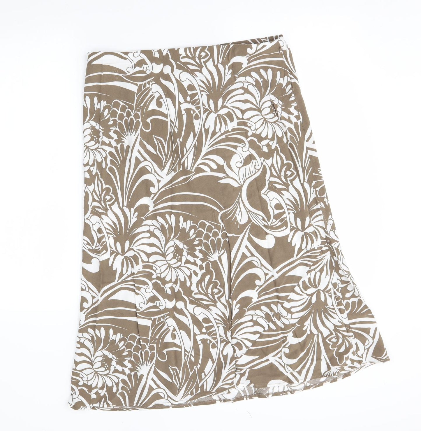 M&S Womens Brown Floral  A-Line Skirt Size 12