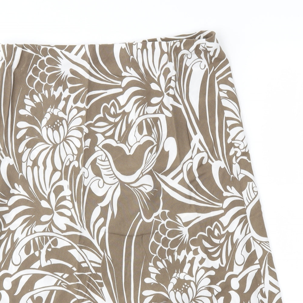 M&S Womens Brown Floral  A-Line Skirt Size 12