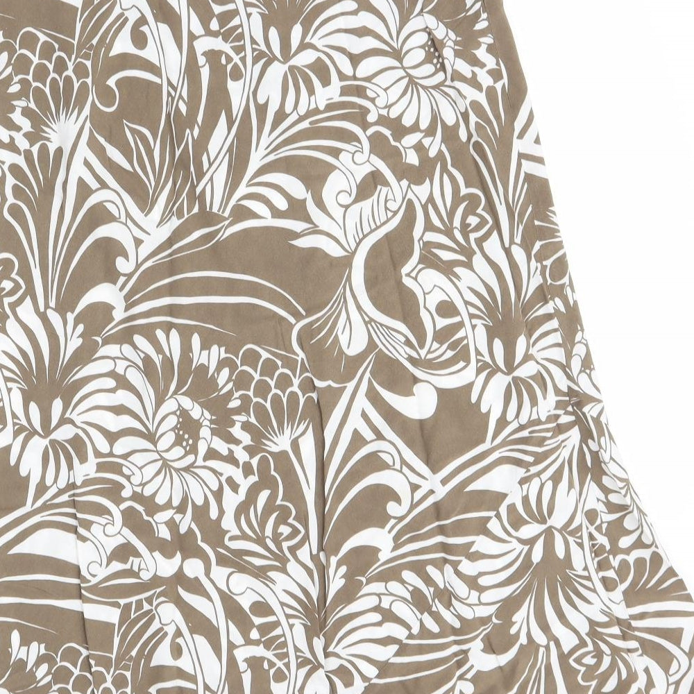 M&S Womens Brown Floral  A-Line Skirt Size 12