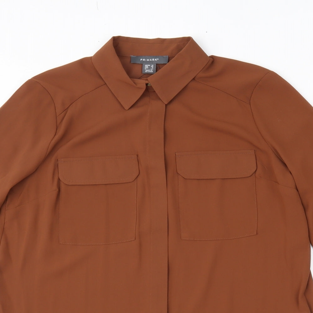 Primark Womens Brown   Basic Button-Up Size 10