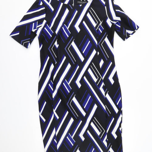 Dorothy Perkins Womens Blue Geometric  Sheath  Size 14