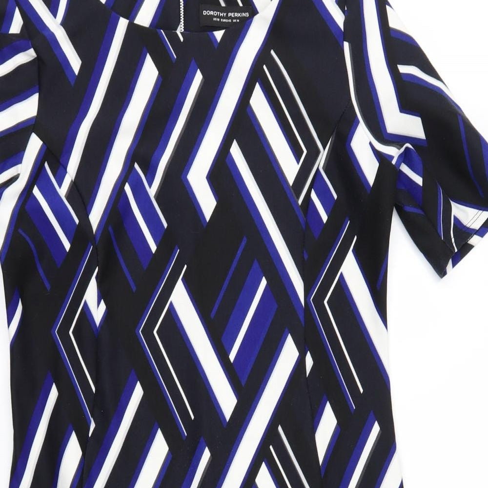 Dorothy Perkins Womens Blue Geometric  Sheath  Size 14