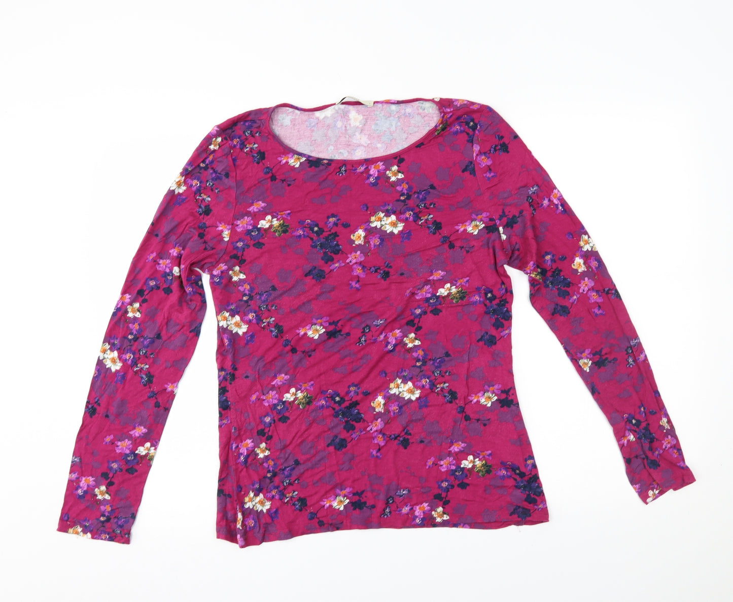 Oasis Womens Pink Floral  Basic T-Shirt Size L