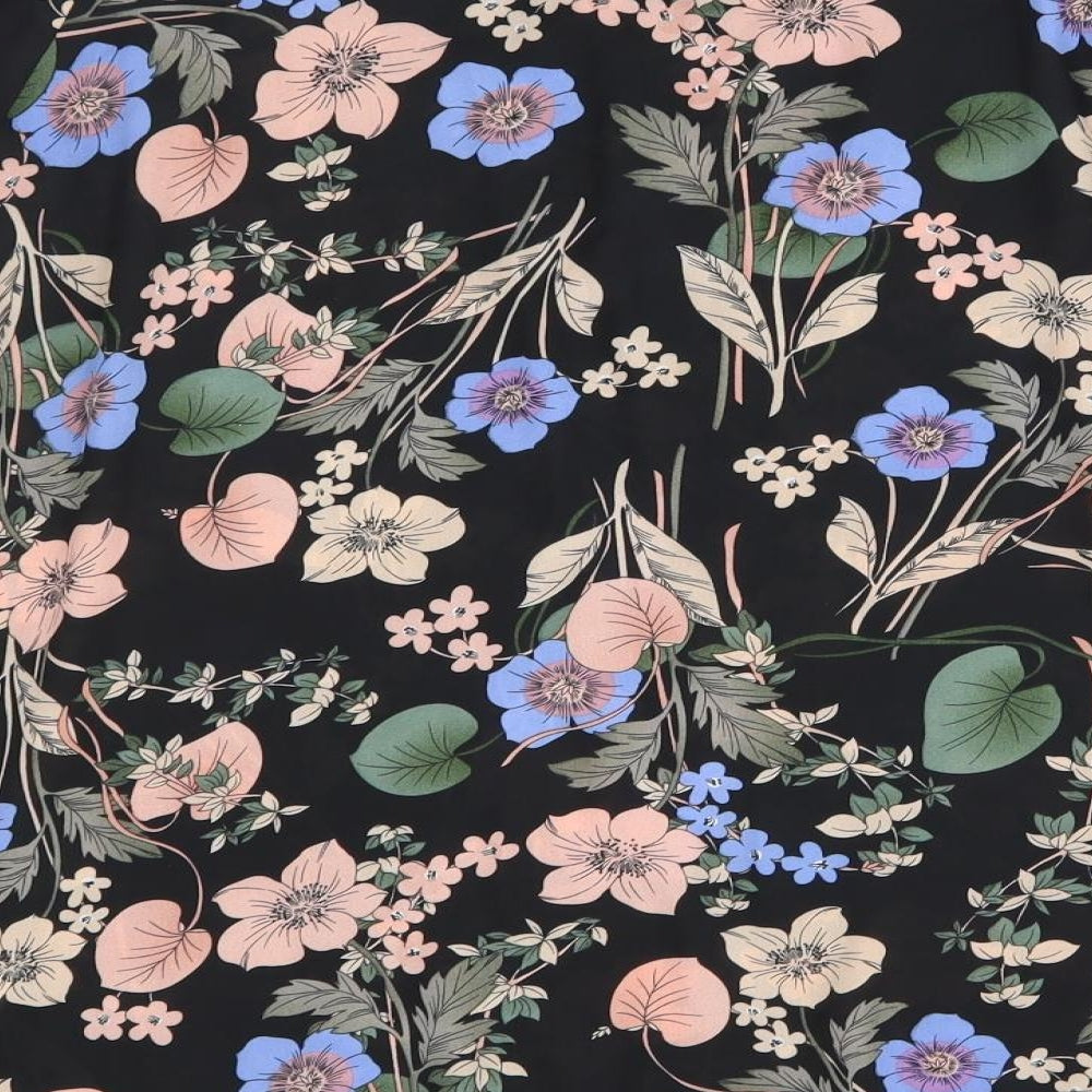 F&F Womens Black Floral  Basic Blouse Size 12
