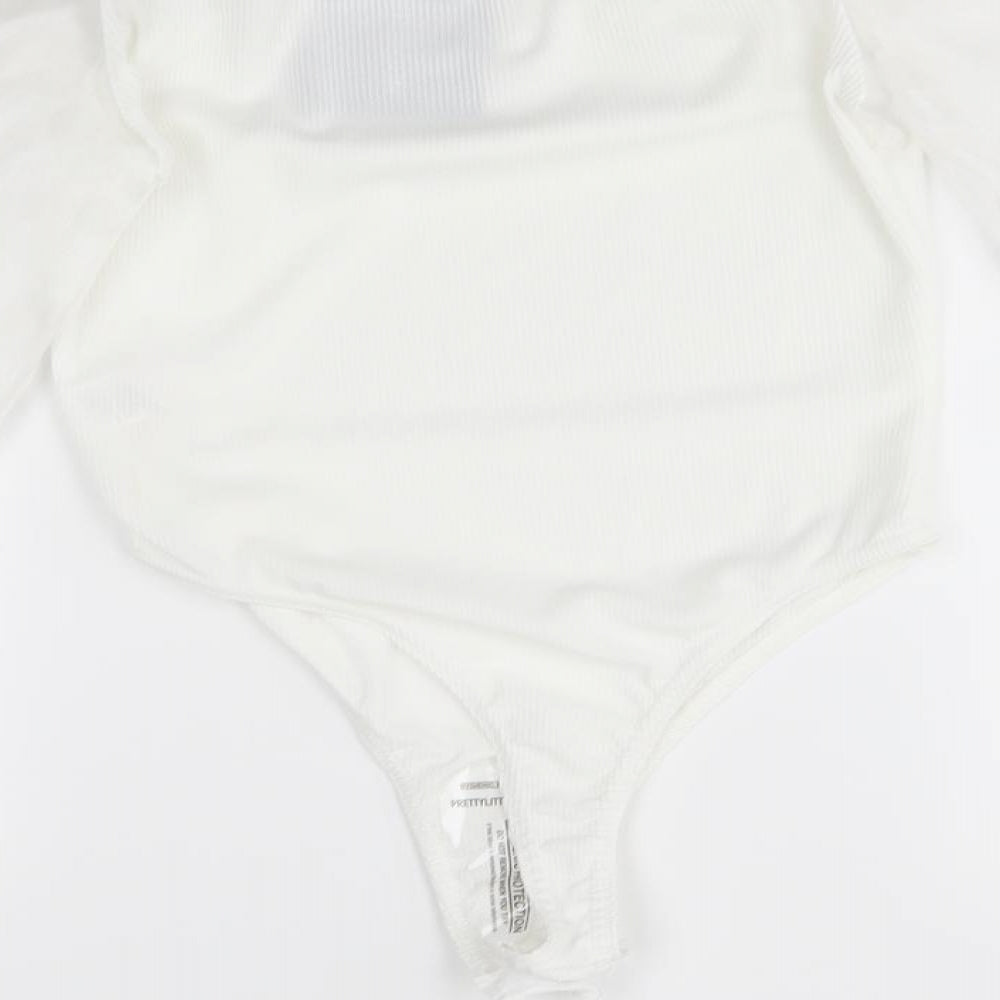 PRETTYLITTLETHING Womens White   Bodysuit One-Piece Size 10