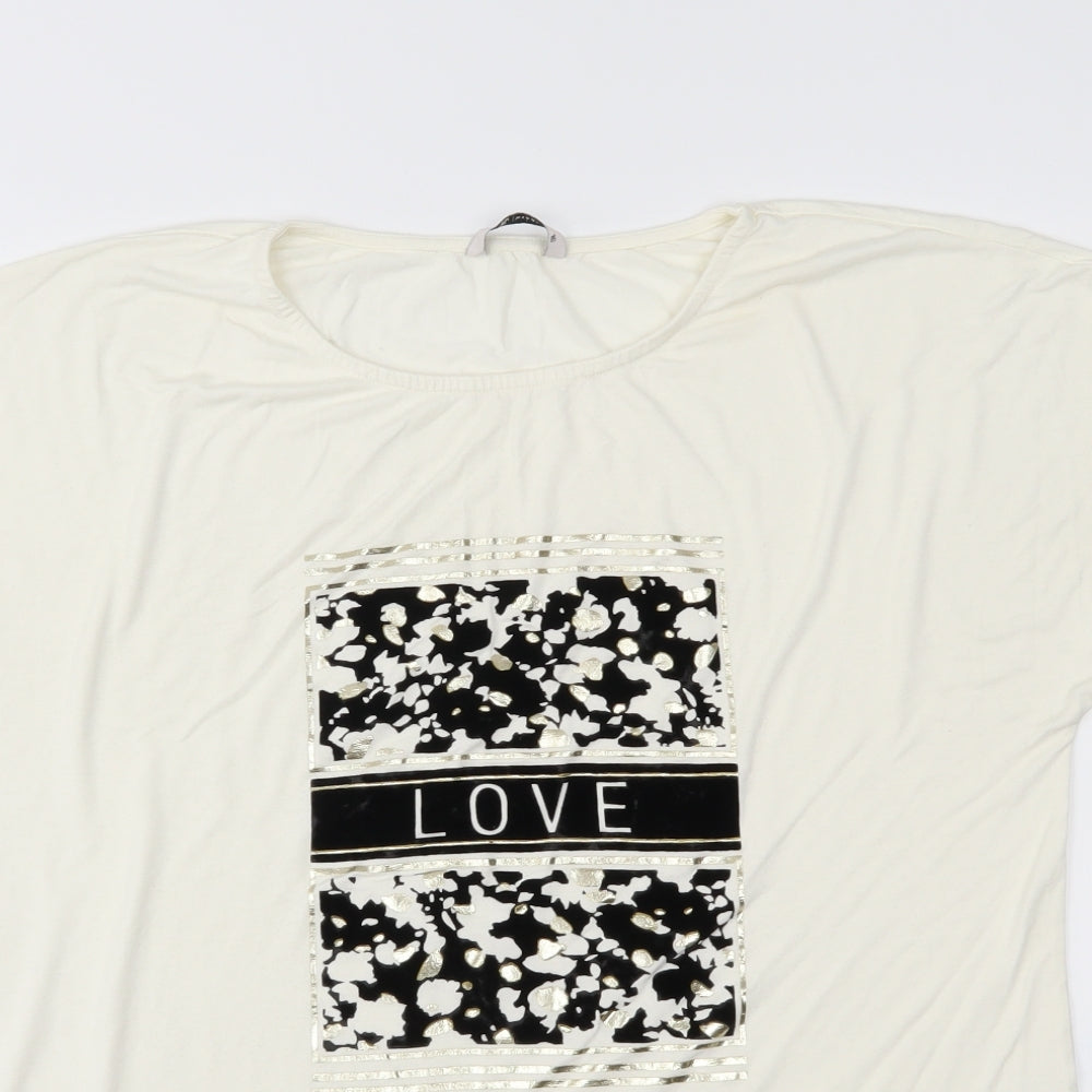 TU Womens Ivory   Basic T-Shirt Size 16  - love