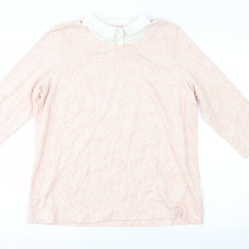 m&s Womens Pink Floral  Pullover Jumper Size 16
