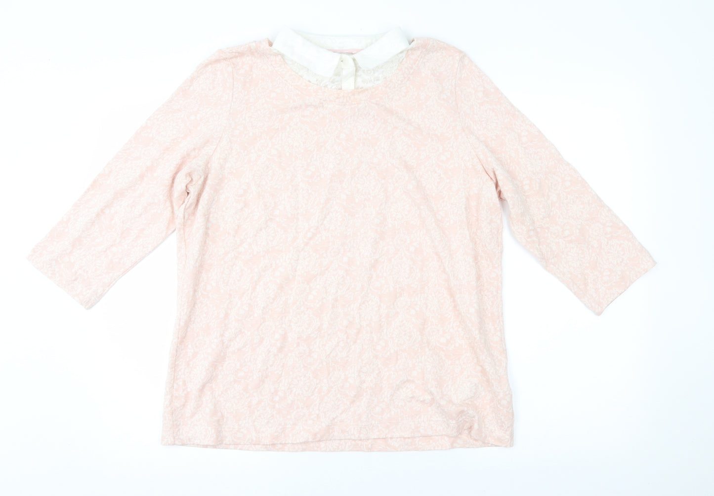 m&s Womens Pink Floral  Pullover Jumper Size 16