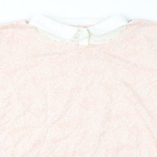 m&s Womens Pink Floral  Pullover Jumper Size 16