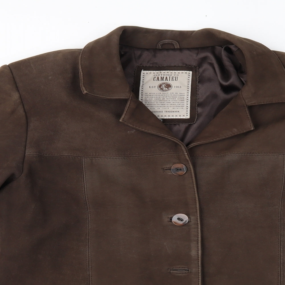camaieu Womens Brown   Pea Coat Coat Size L  - suede