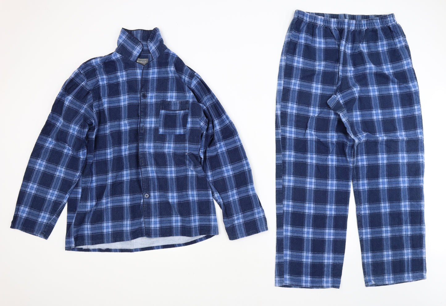 Preworn Mens Blue Check   Pyjama Set Size M