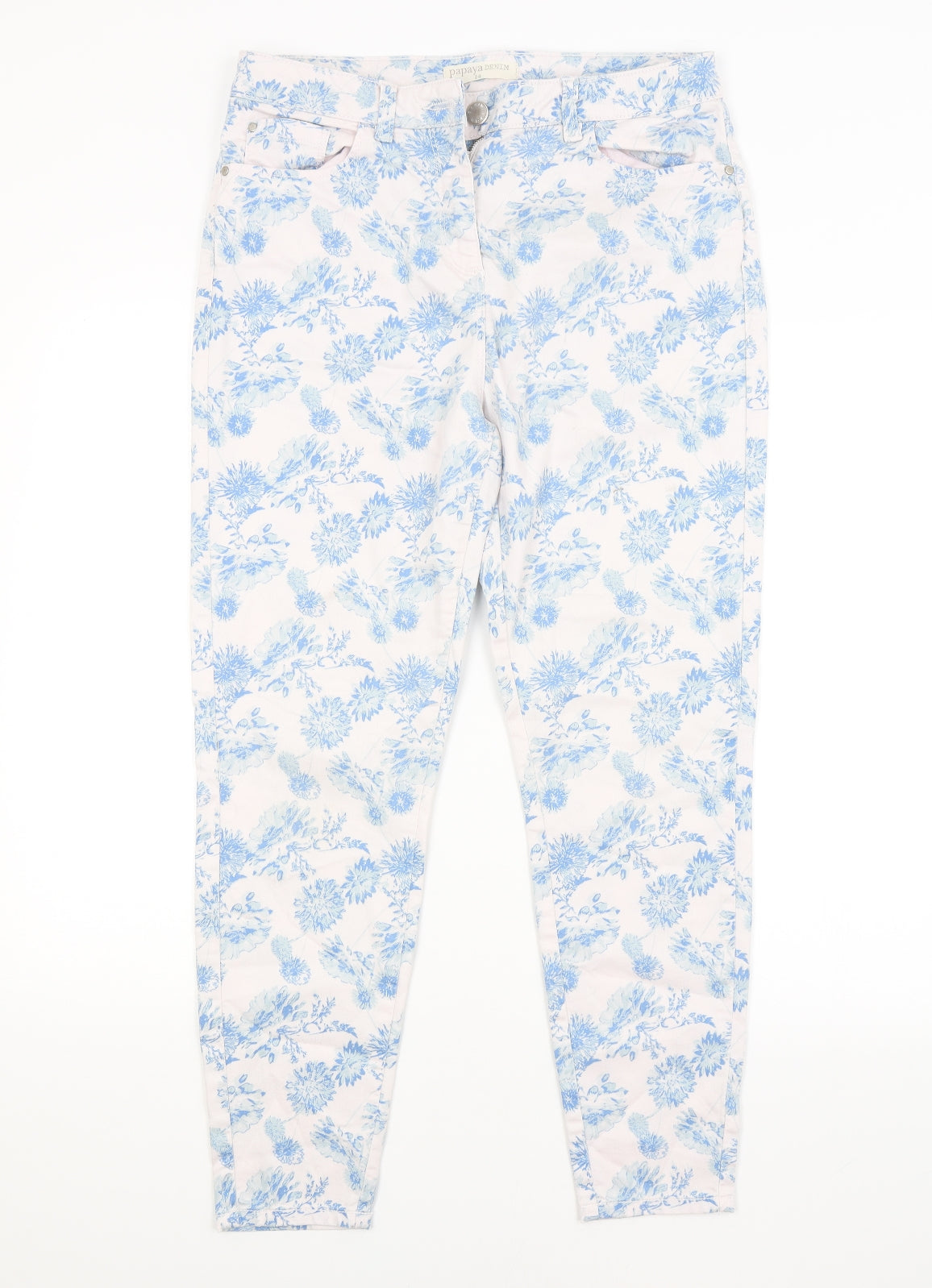 Papaya Womens Multicoloured Floral  Straight Jeans Size 14 L28 in