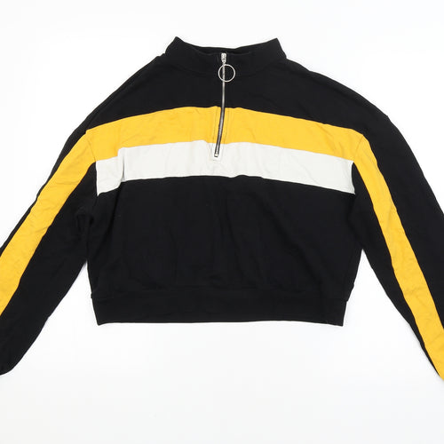 Select Womens Black Striped  Pullover Sweatshirt Size 16