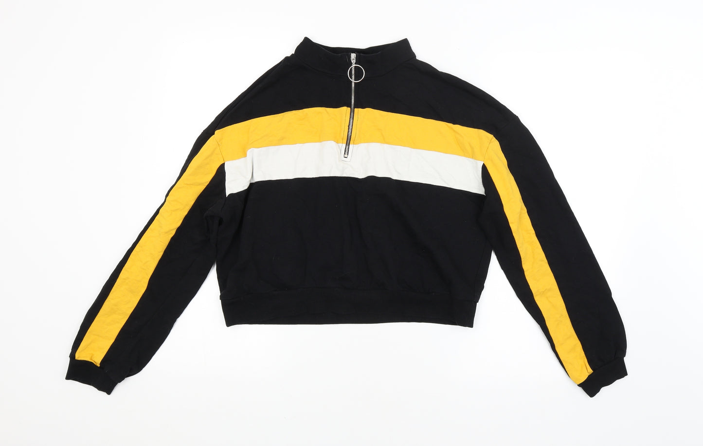 Select Womens Black Striped  Pullover Sweatshirt Size 16