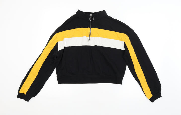 Select Womens Black Striped  Pullover Sweatshirt Size 16