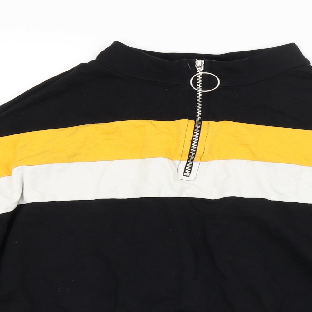 Select Womens Black Striped  Pullover Sweatshirt Size 16